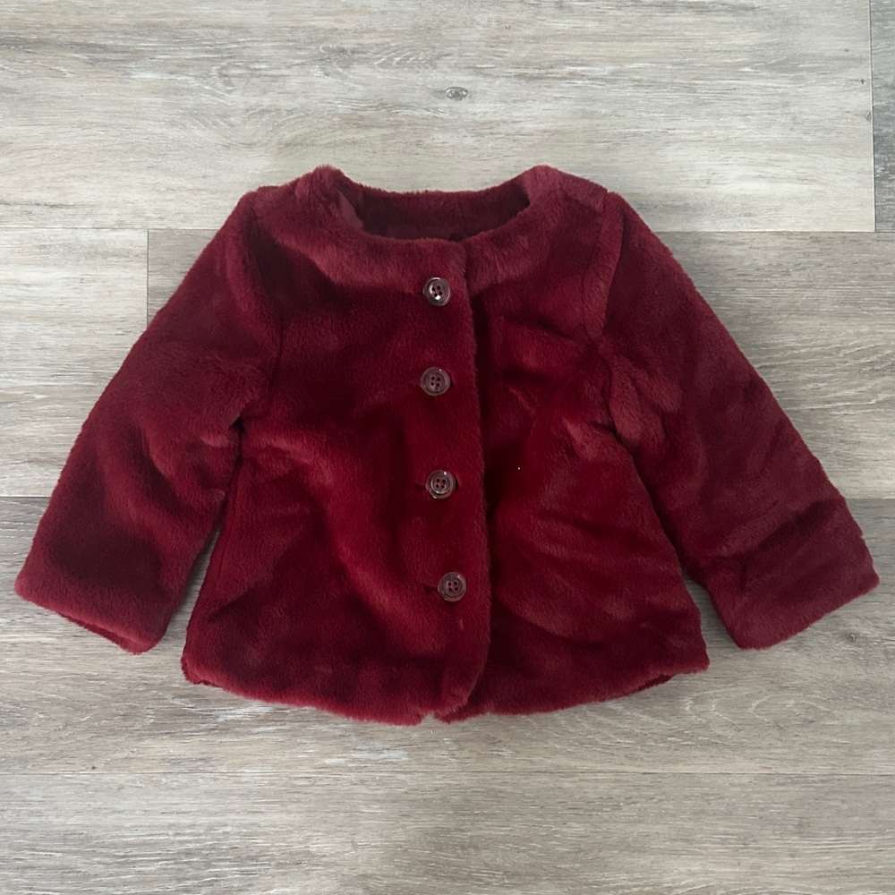 Old Navy Kids Burgundy Faux Fur Jacket